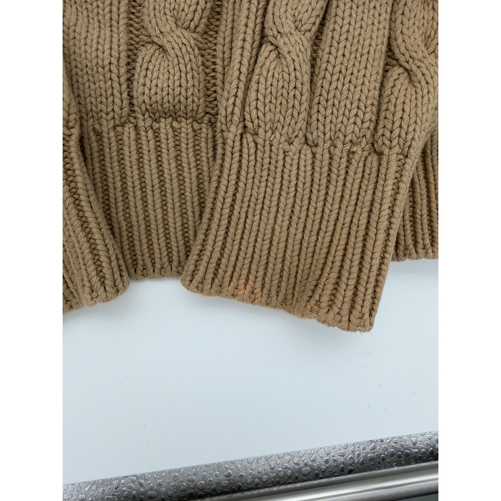 Abercrombie & Fitch Vintage Y2K Tan Brown Knit Sweater Women's Size Small Cotton - Picture 3 of 6